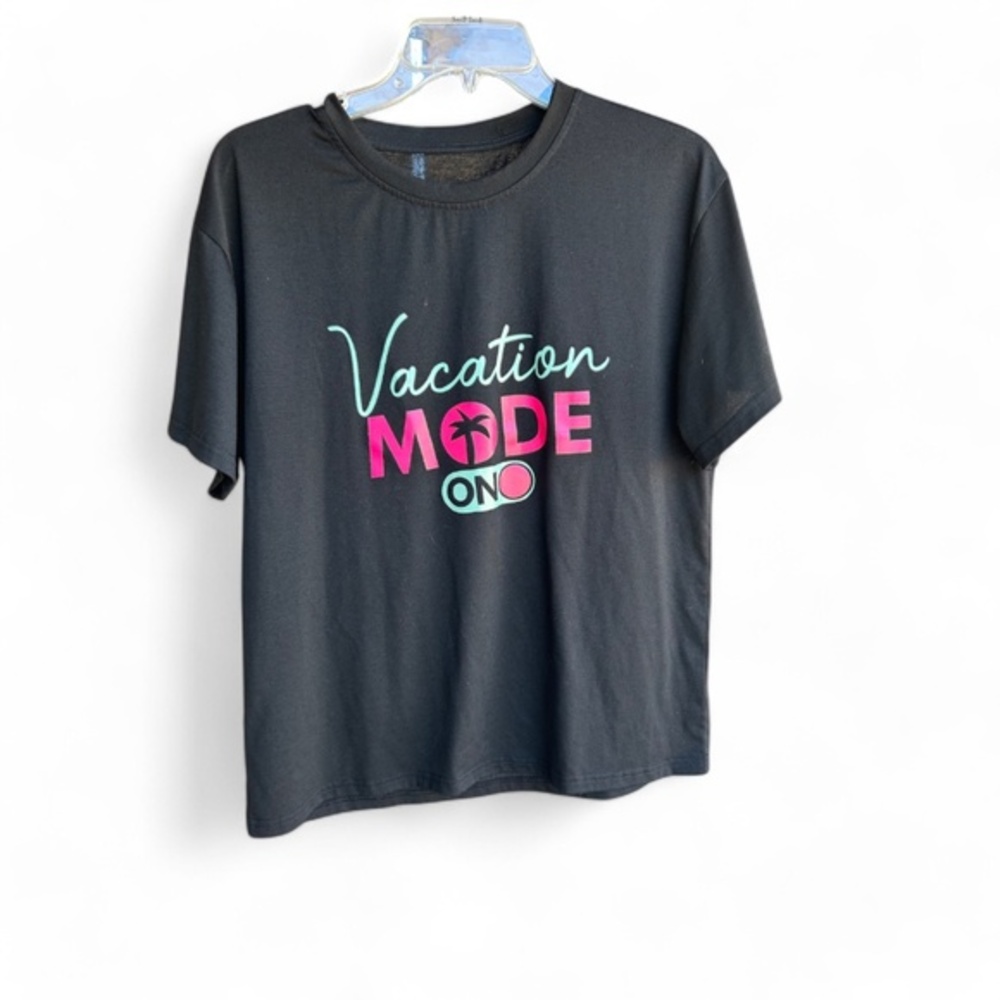 SHEIN Vacation Mode On Black Women's T-Shirt Size L